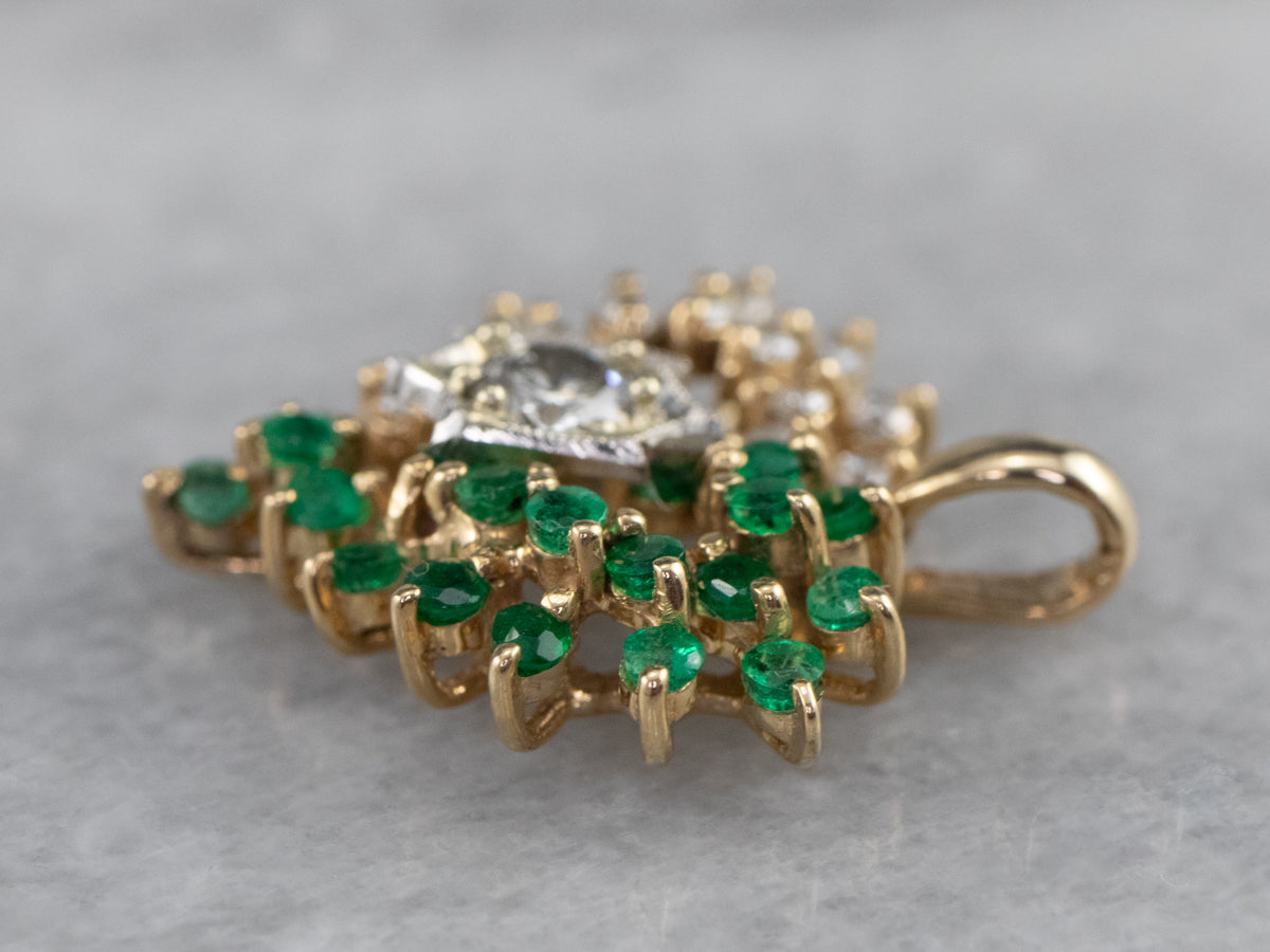 Diamond and Emerald Heart Pendant