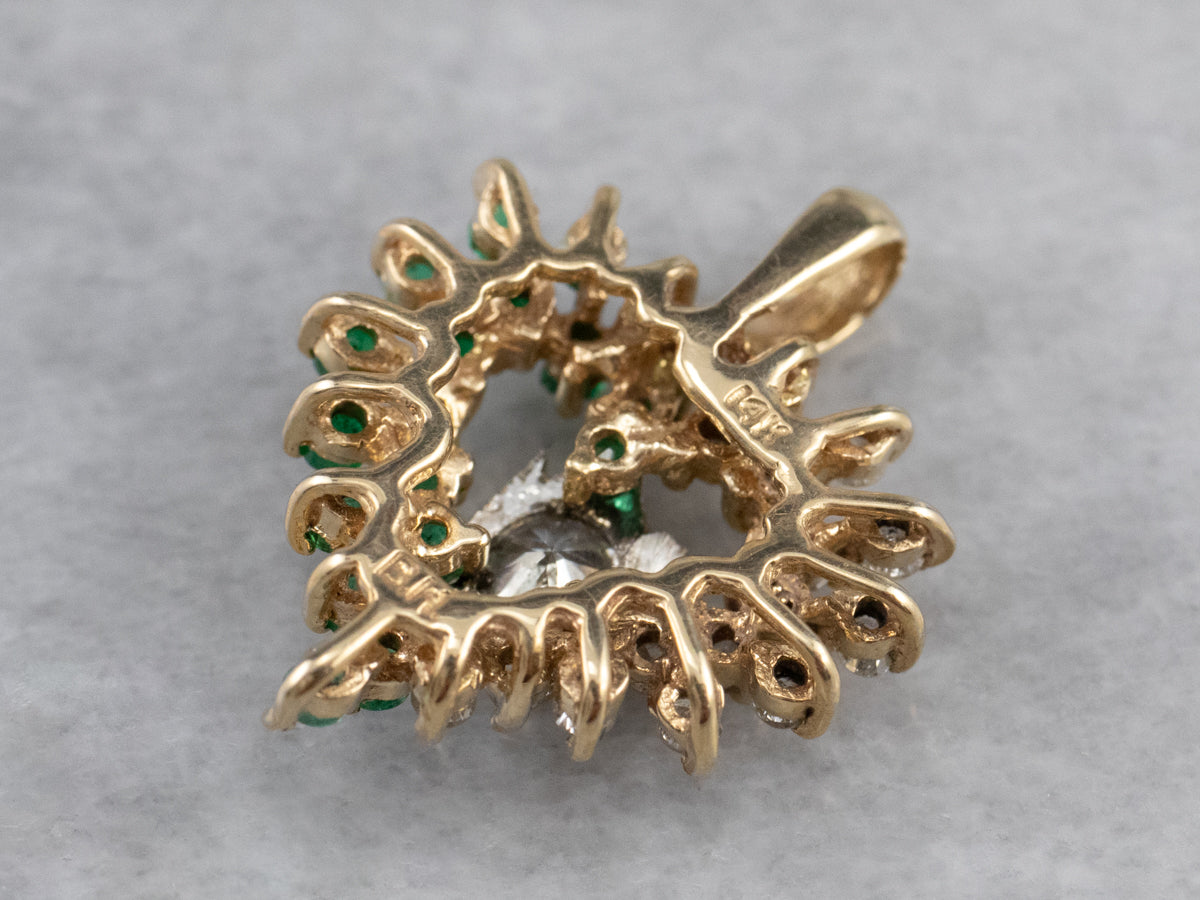 Diamond and Emerald Heart Pendant
