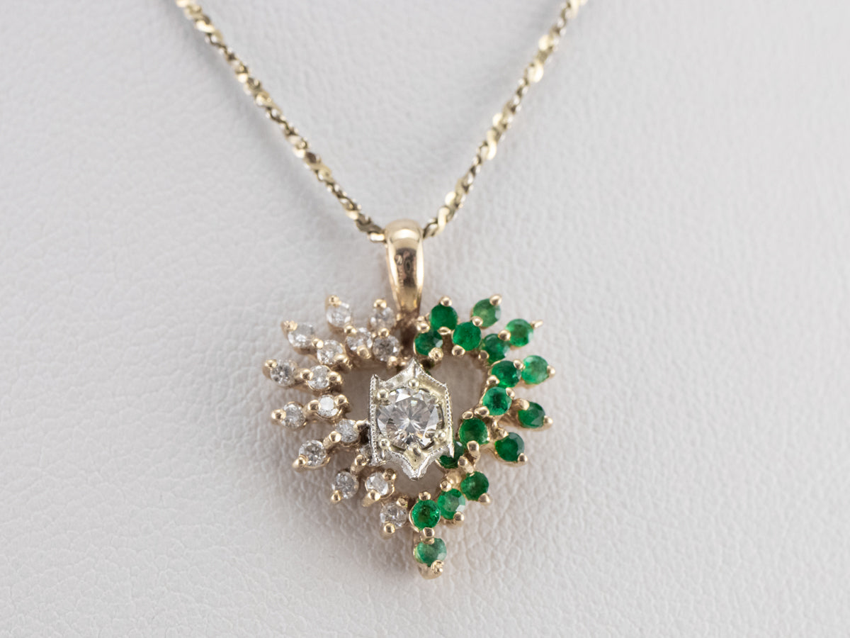 Diamond and Emerald Heart Pendant