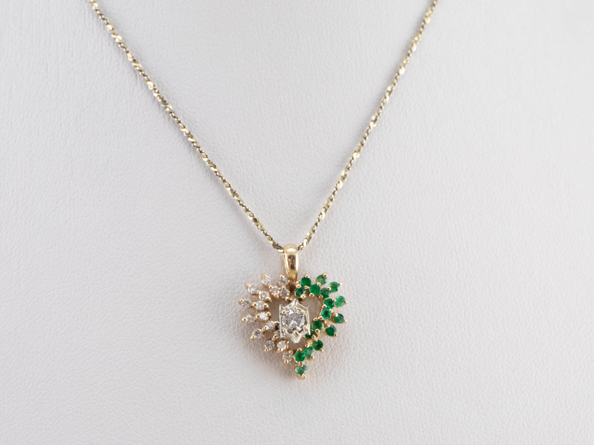 Diamond and Emerald Heart Pendant