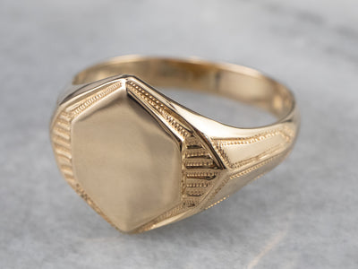Vintage Gold Hexagonal Signet Ring