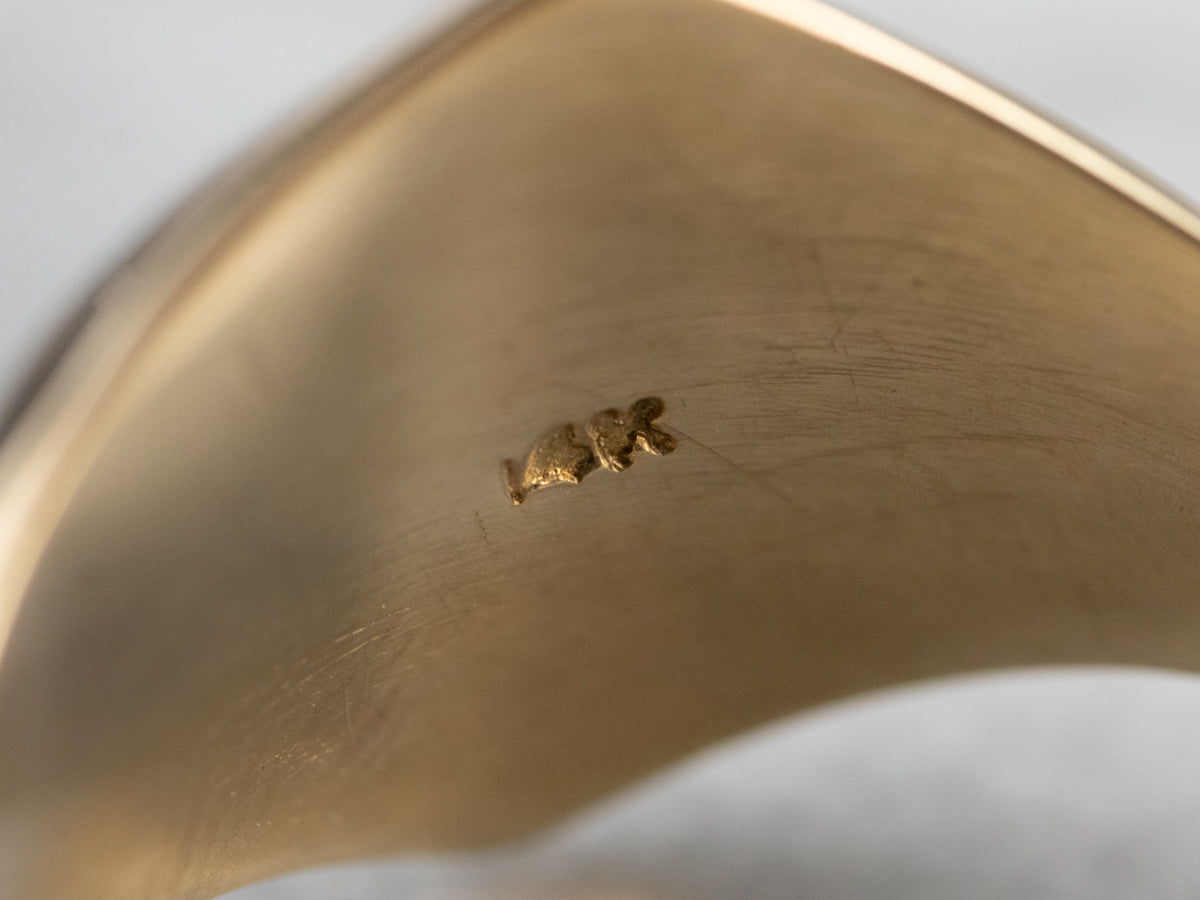 Vintage Gold Hexagonal Signet Ring