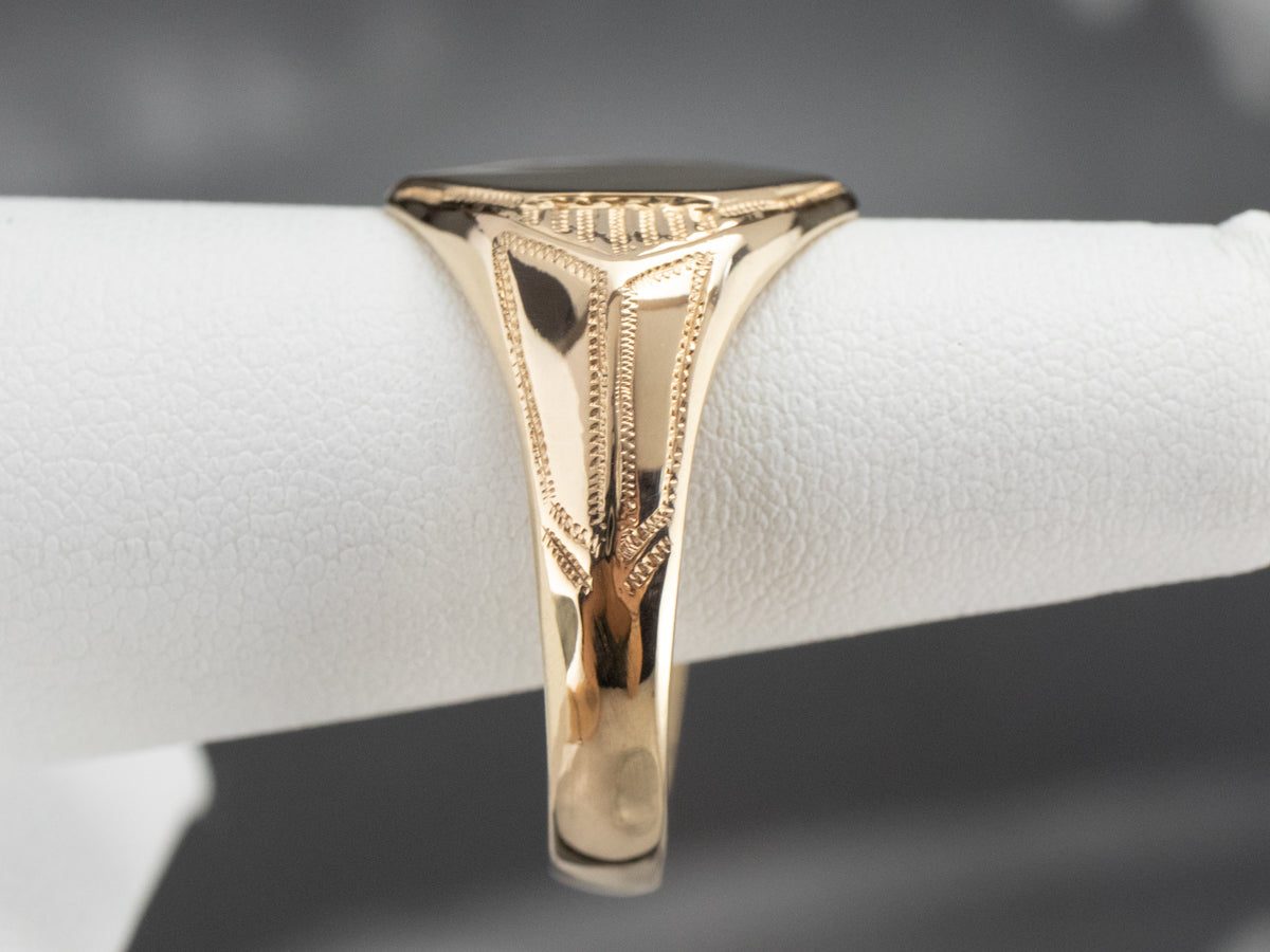 Vintage Gold Hexagonal Signet Ring