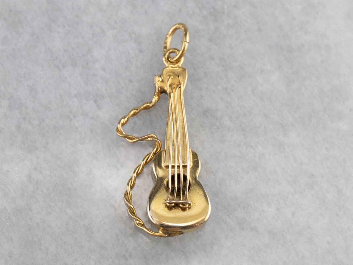 Vintage Yellow Gold Guitar Charm