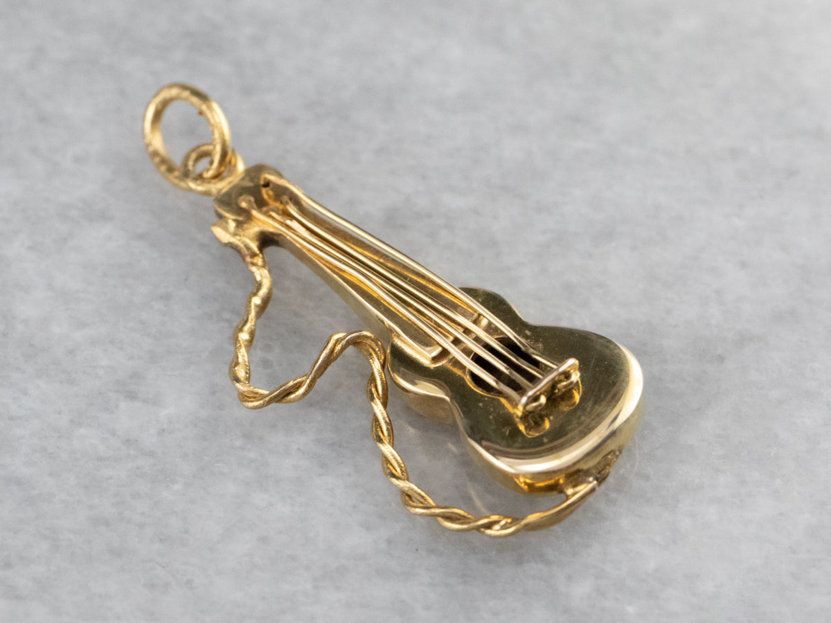 Vintage Yellow Gold Guitar Charm