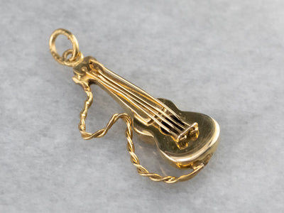 Vintage Yellow Gold Guitar Charm