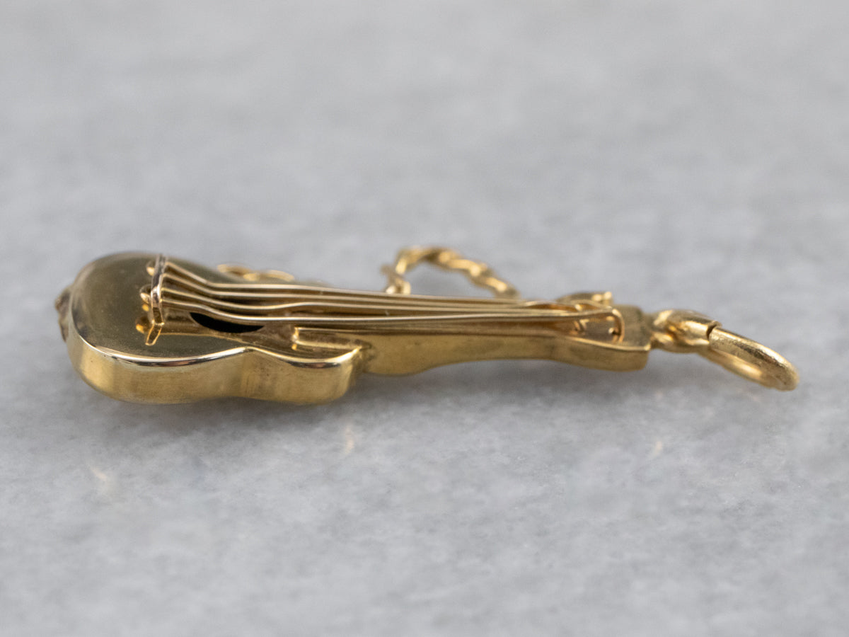 Vintage Yellow Gold Guitar Charm