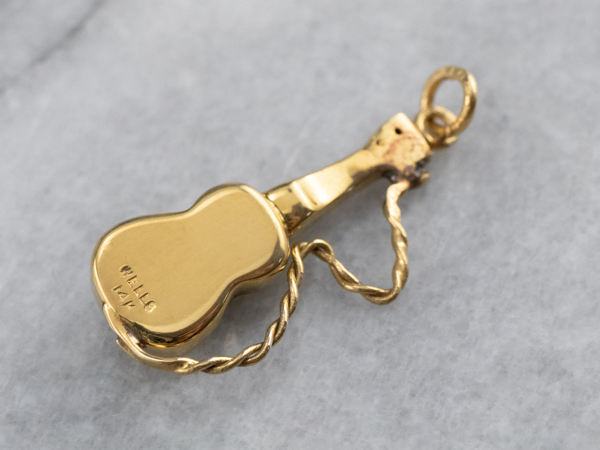 Vintage Yellow Gold Guitar Charm