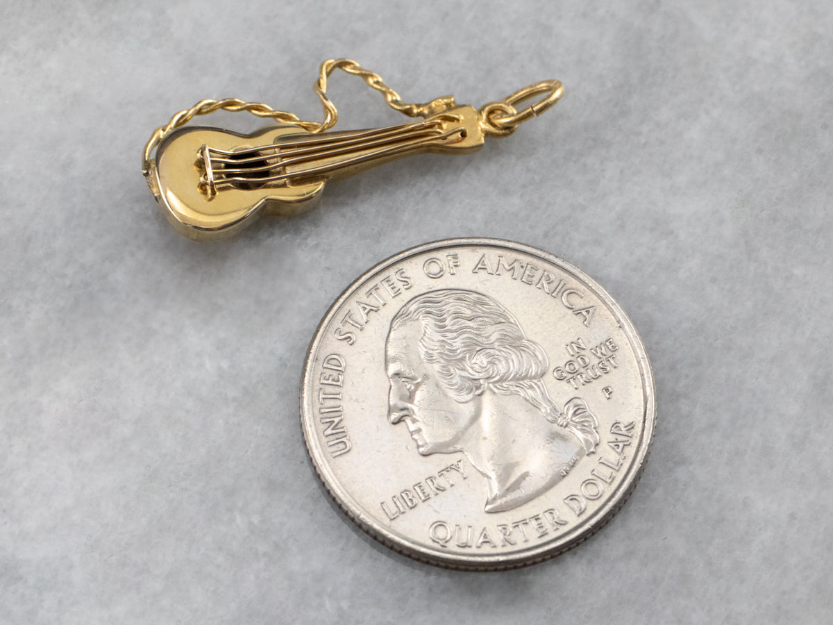 Vintage Yellow Gold Guitar Charm