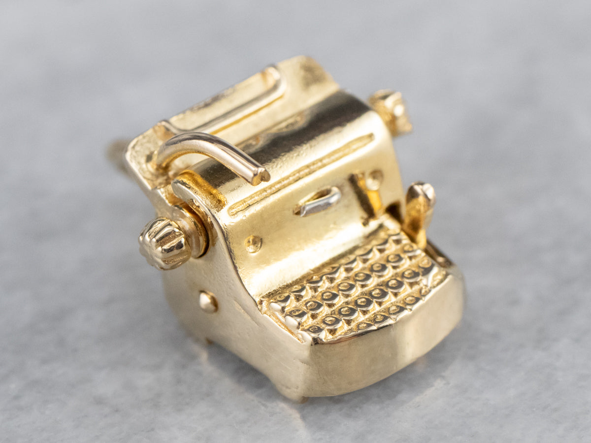 Vintage Gold Moving Typewriter Charm