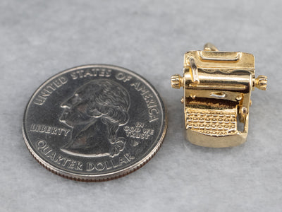 Vintage Gold Moving Typewriter Charm