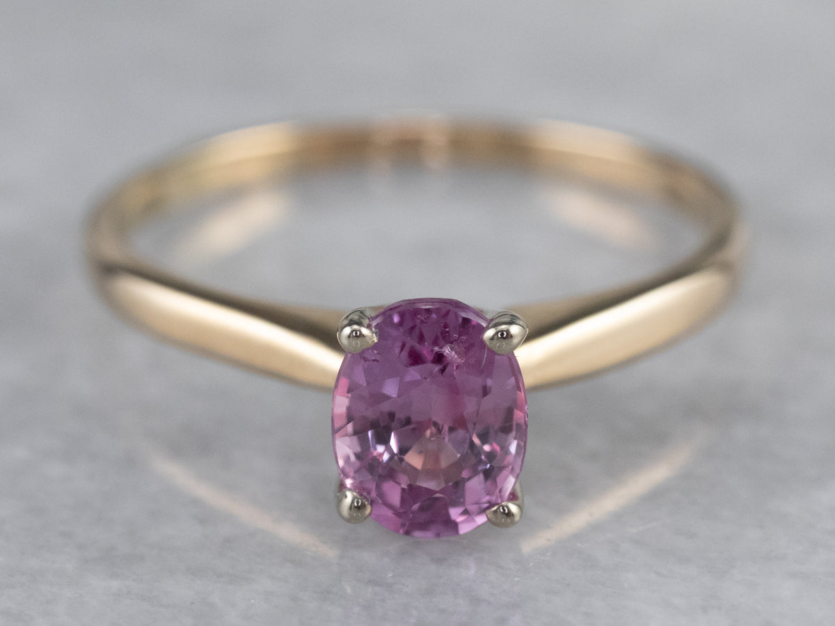 Pink Sapphire Gold Solitaire Engagement Ring
