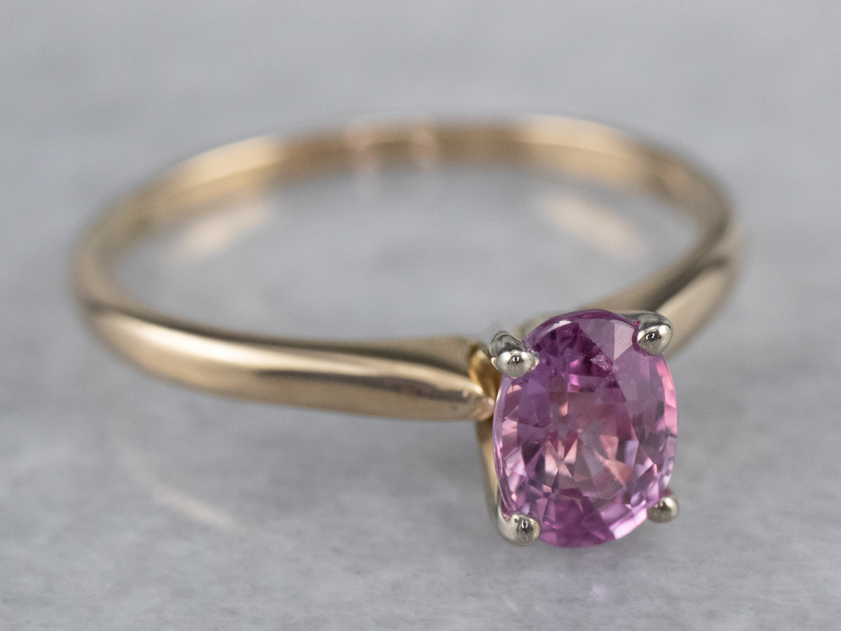 Pink Sapphire Gold Solitaire Engagement Ring