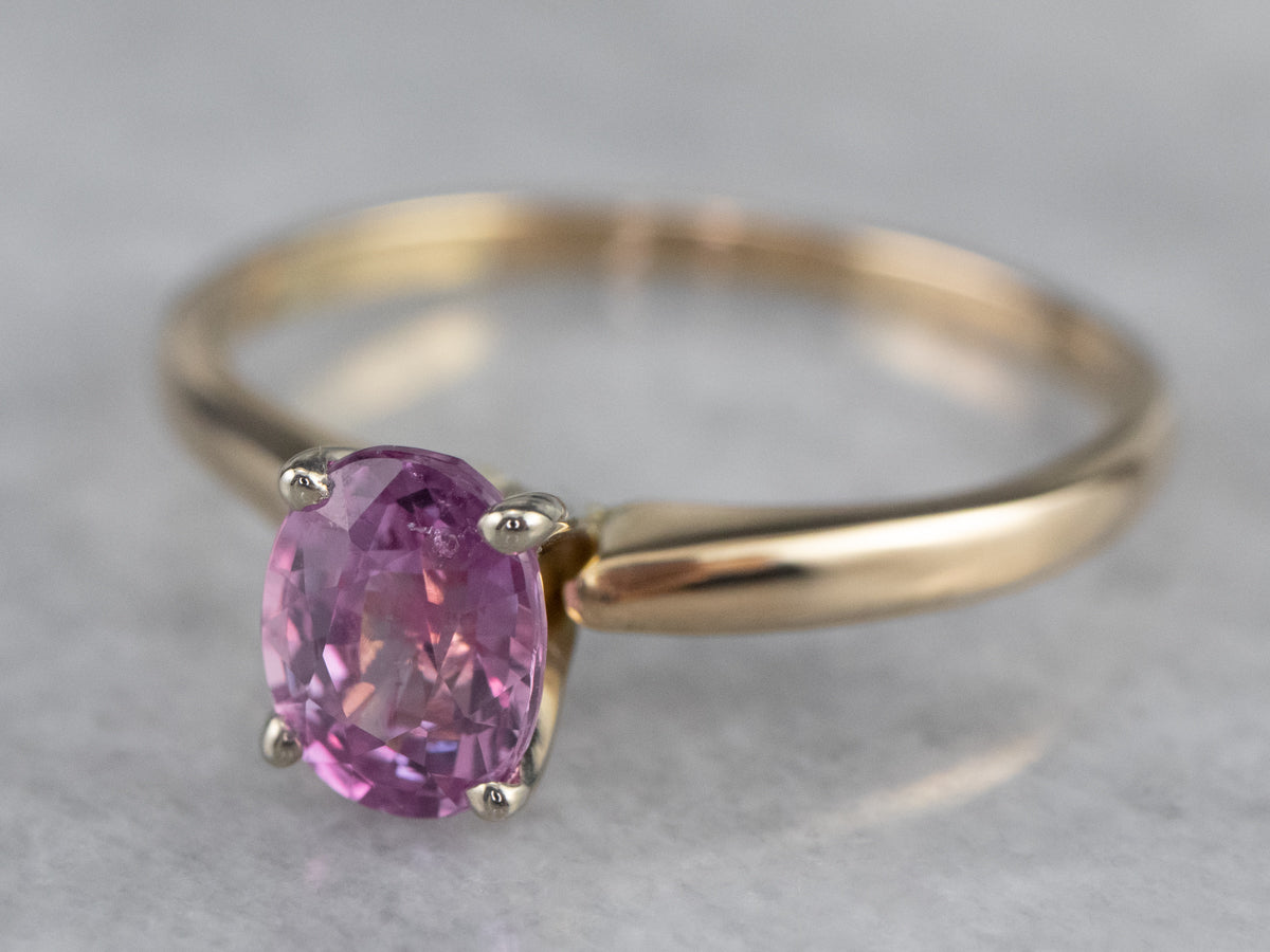 Pink Sapphire Gold Solitaire Engagement Ring