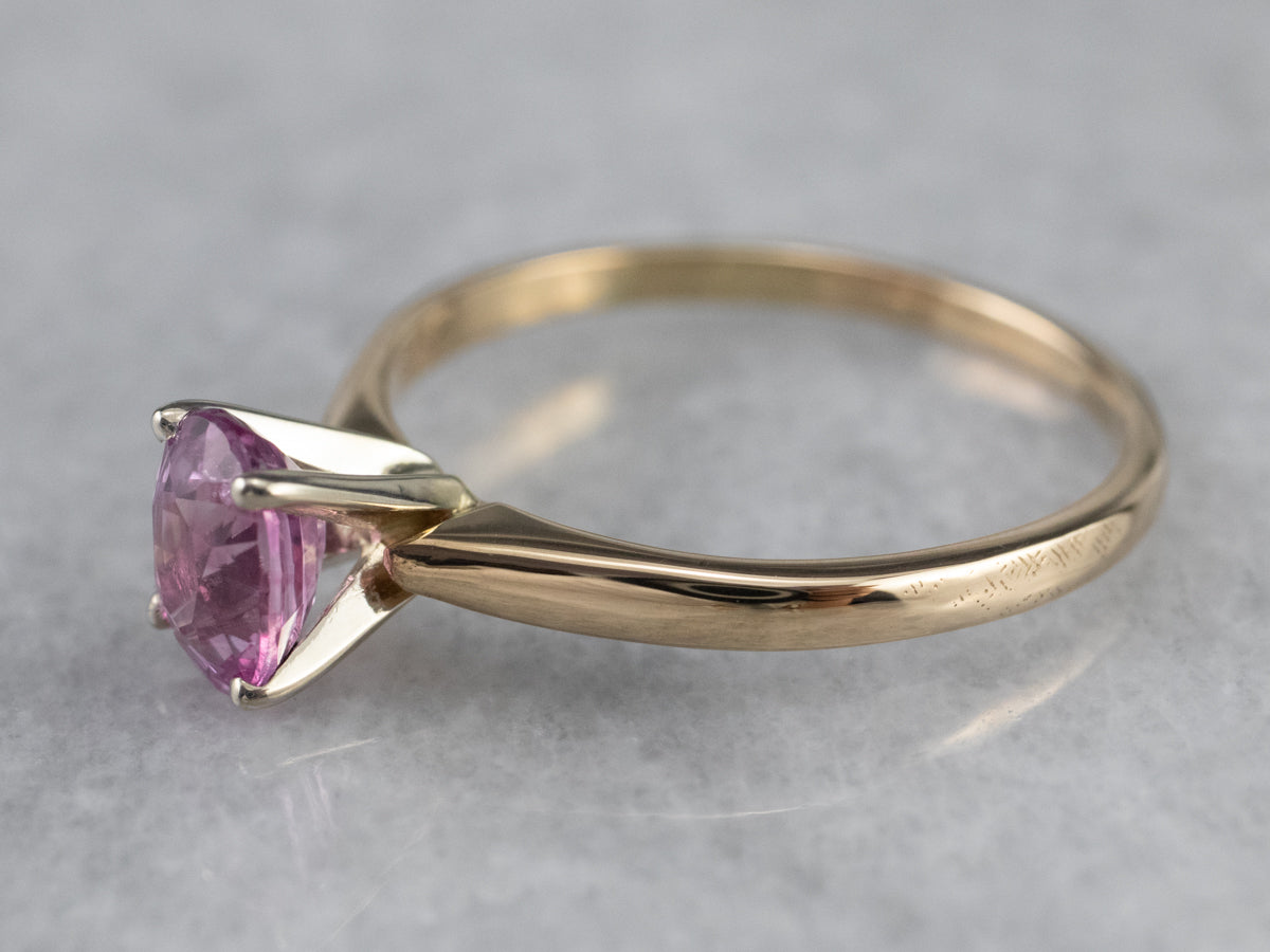 Pink Sapphire Gold Solitaire Engagement Ring