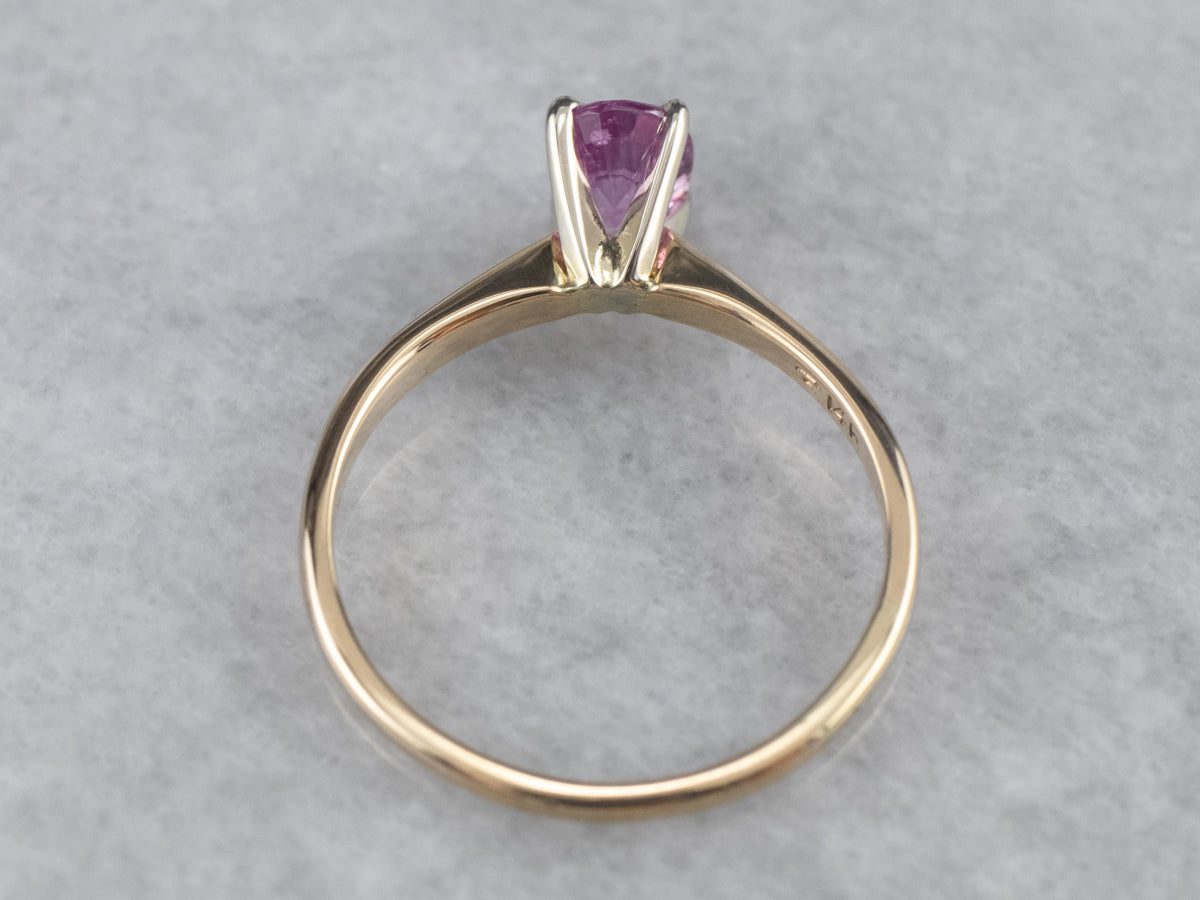 Pink Sapphire Gold Solitaire Engagement Ring