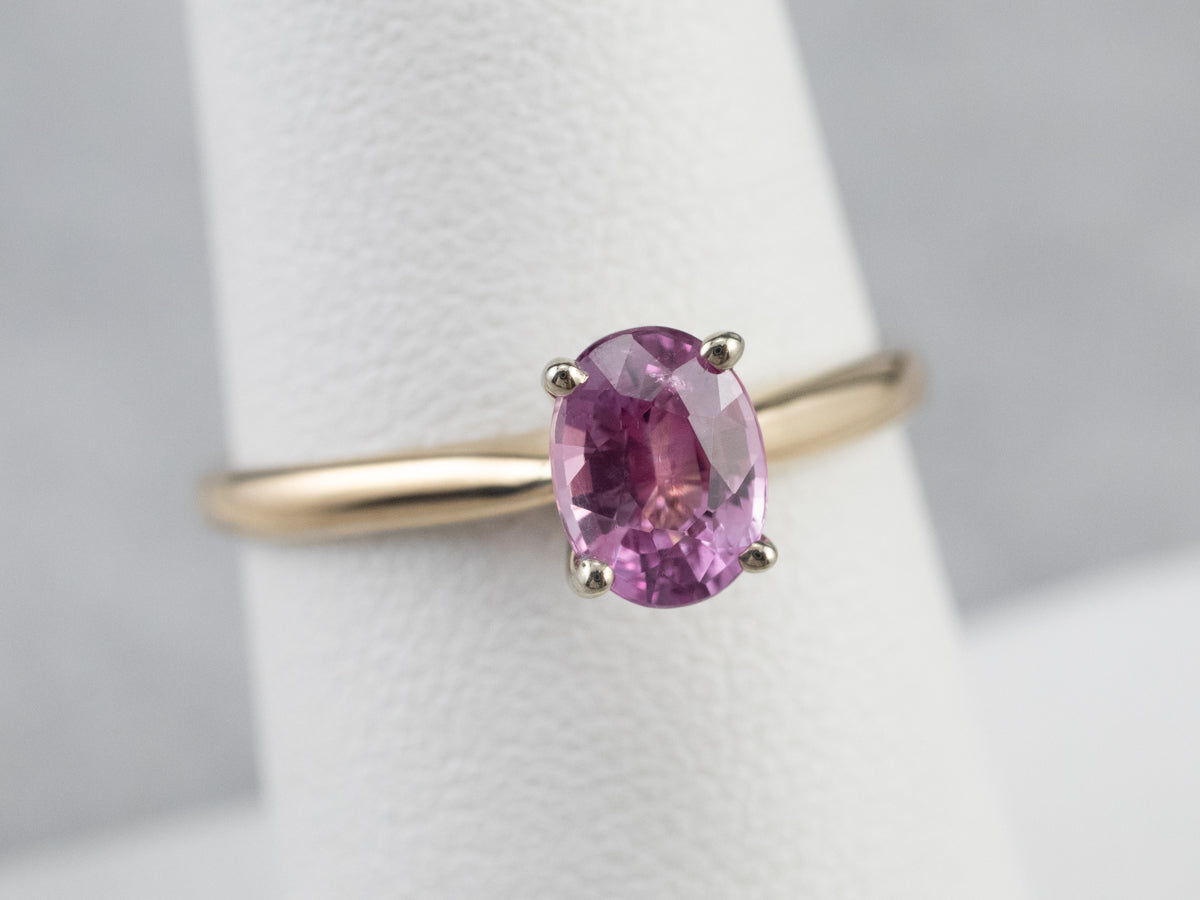 Pink Sapphire Gold Solitaire Engagement Ring