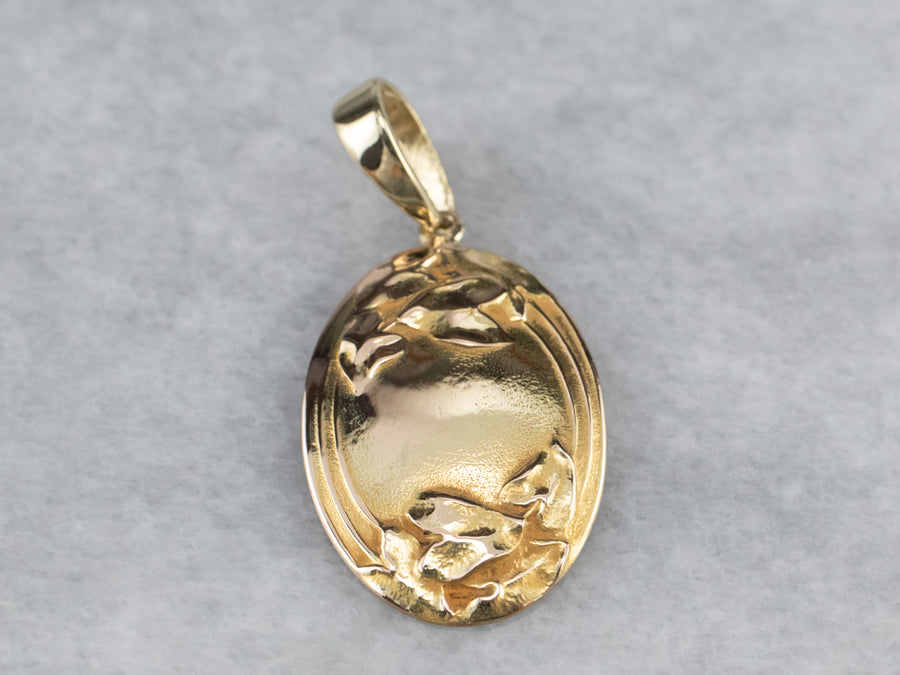 Upcycled Yellow Gold Floral Cufflink Pendant