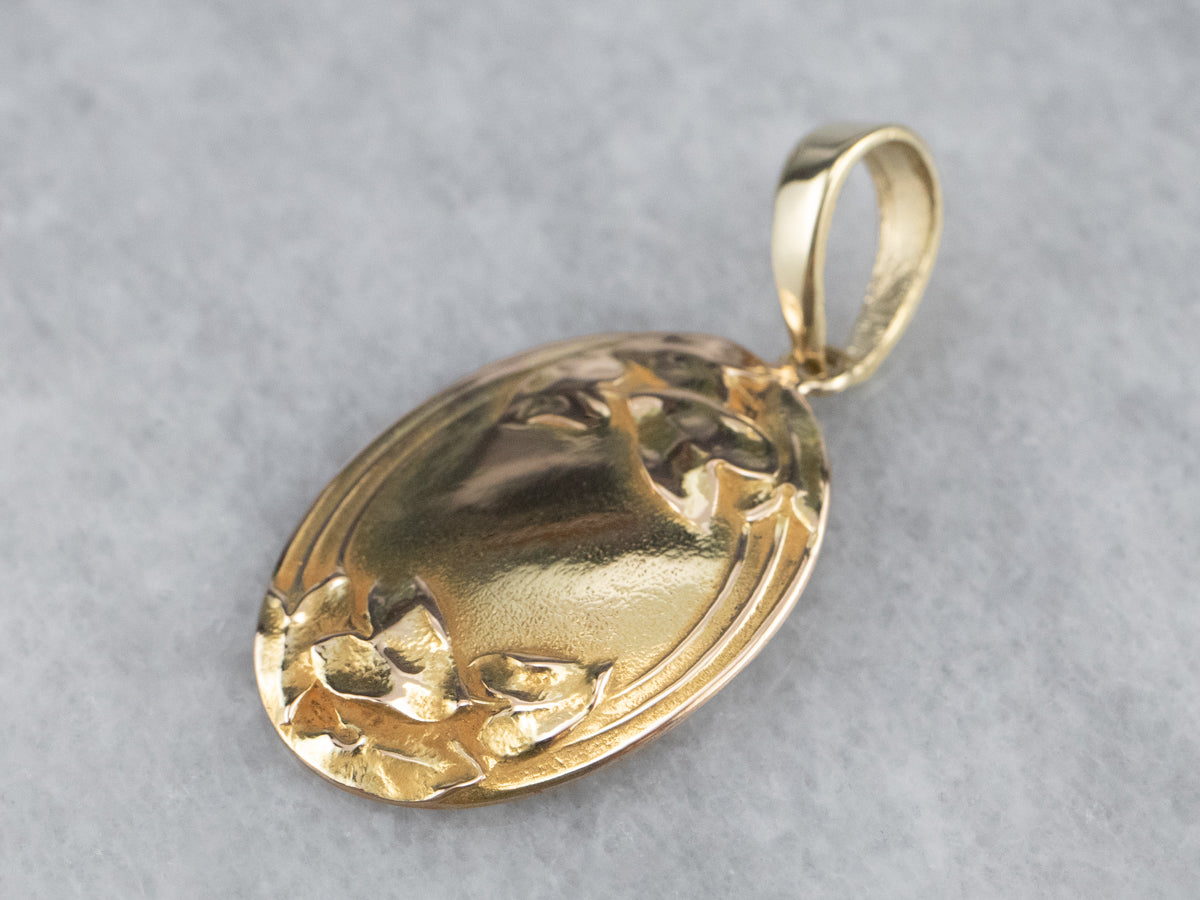 Upcycled Yellow Gold Floral Cufflink Pendant