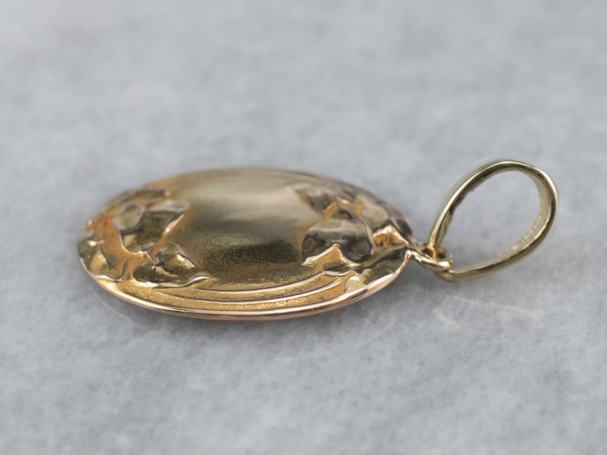 Upcycled Yellow Gold Floral Cufflink Pendant