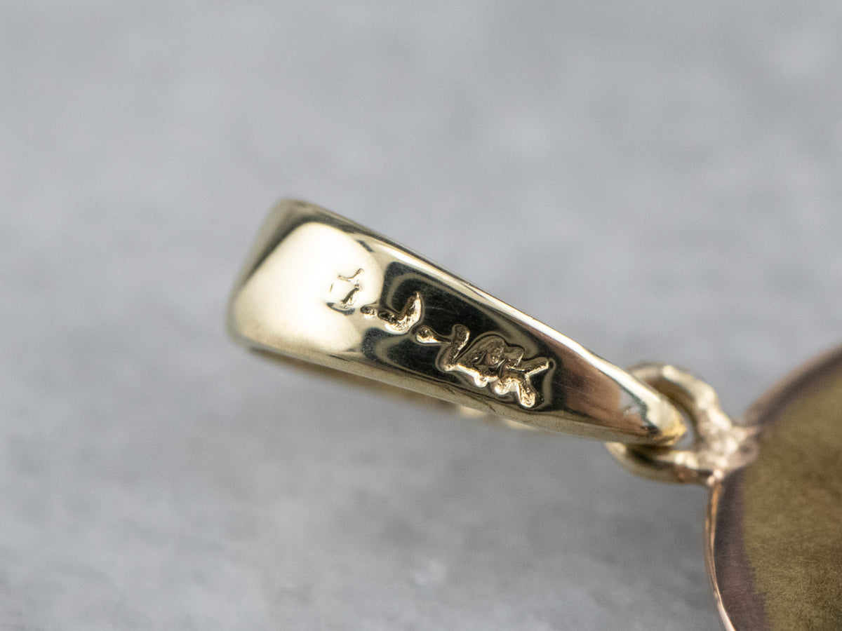 Upcycled Yellow Gold Floral Cufflink Pendant