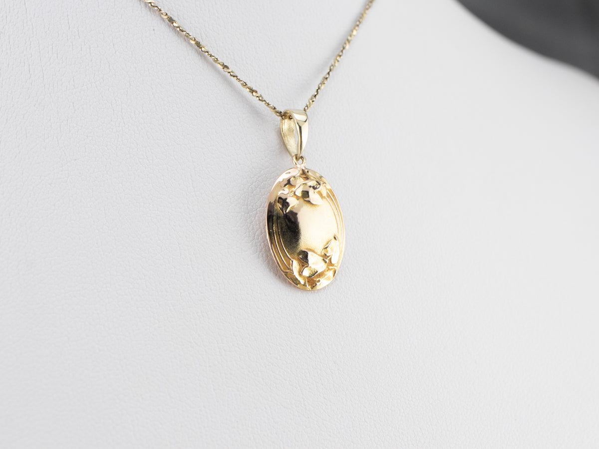 Upcycled Yellow Gold Floral Cufflink Pendant