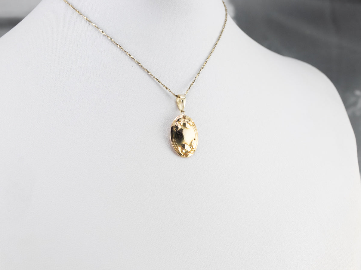 Upcycled Yellow Gold Floral Cufflink Pendant