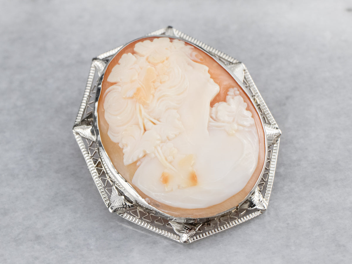 Art Deco Bacchante Maiden Cameo Brooch Pendant