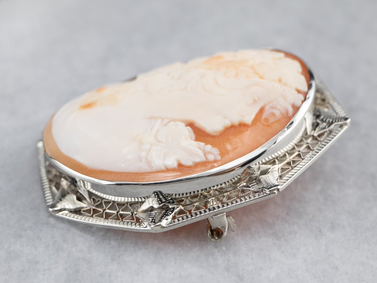 Art Deco Bacchante Maiden Cameo Brooch Pendant