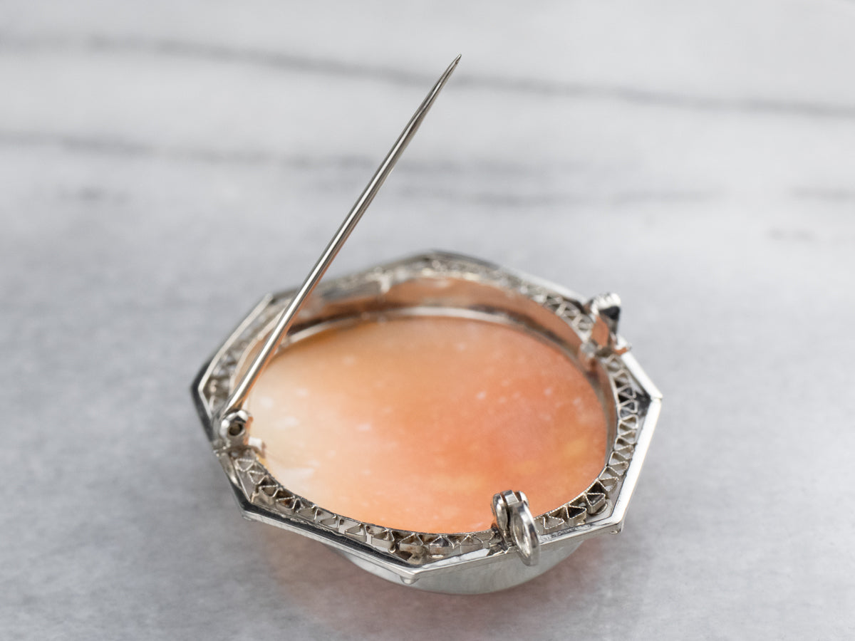 Art Deco Bacchante Maiden Cameo Brooch Pendant