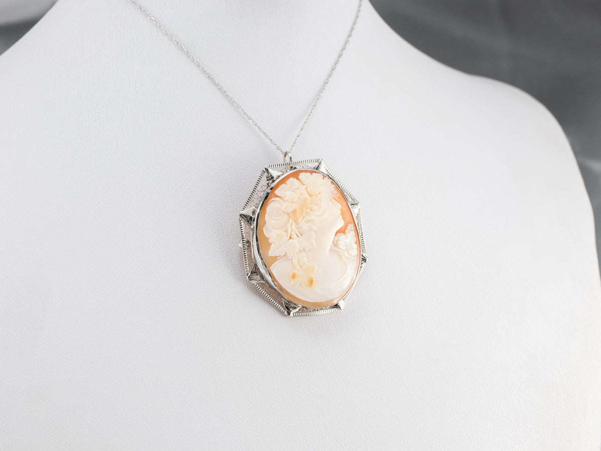 Art Deco Bacchante Maiden Cameo Brooch Pendant