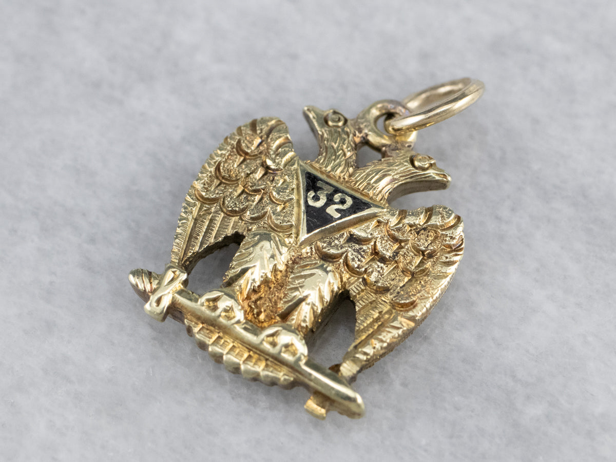 Masonic Enamel Eagle Gold Pendant