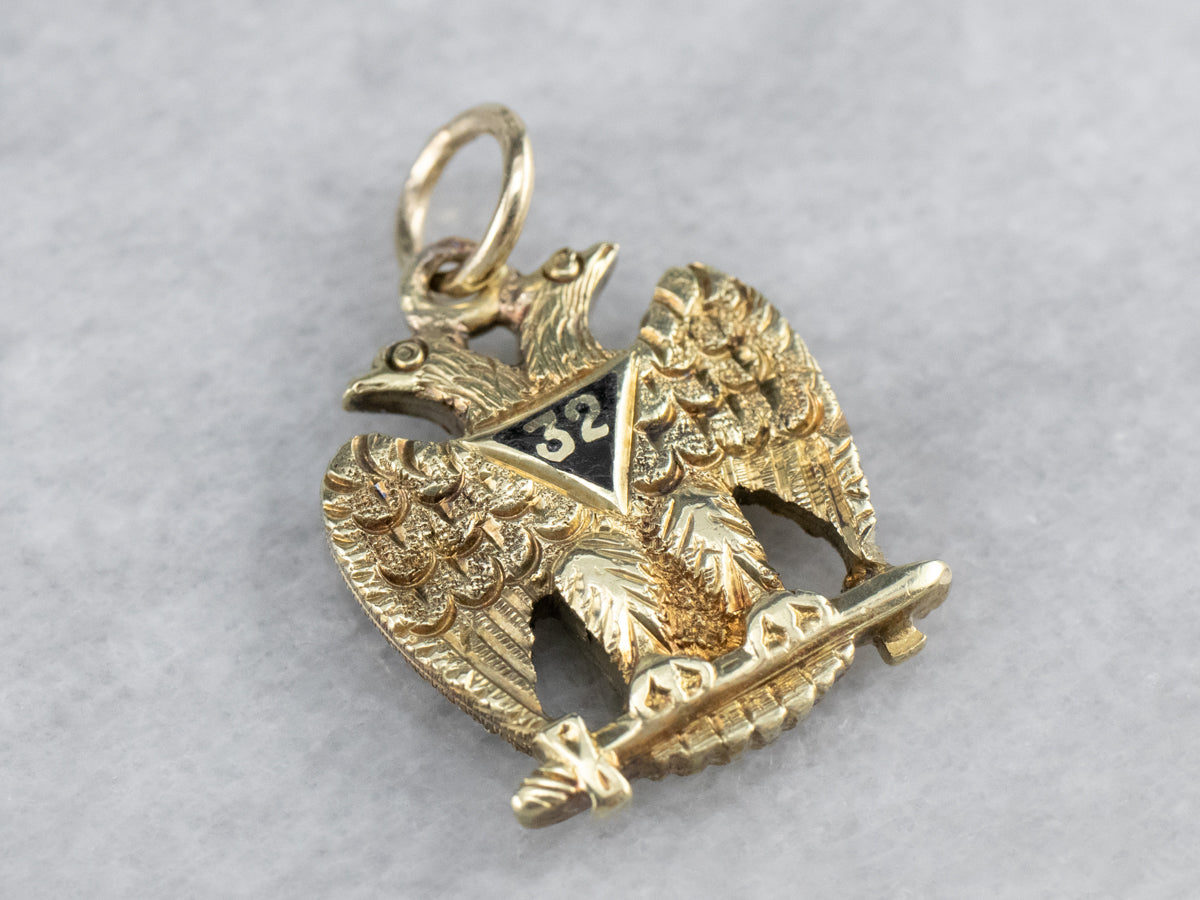 Masonic Enamel Eagle Gold Pendant
