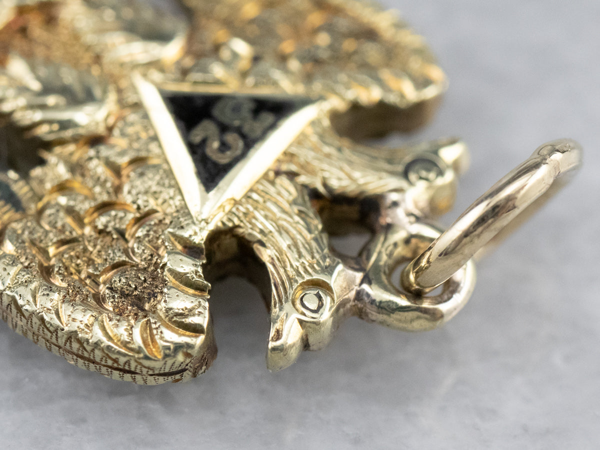 Masonic Enamel Eagle Gold Pendant