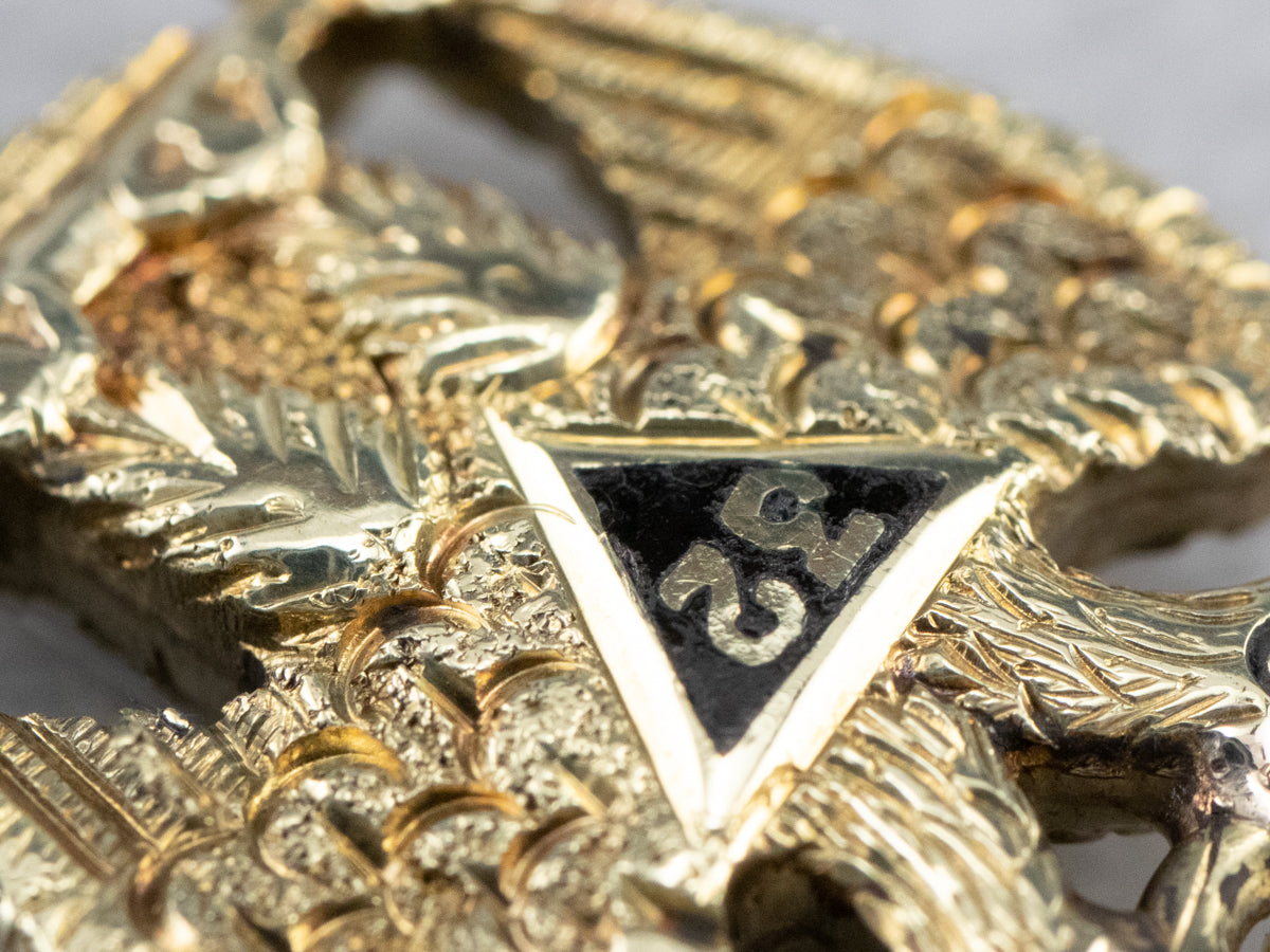 Masonic Enamel Eagle Gold Pendant