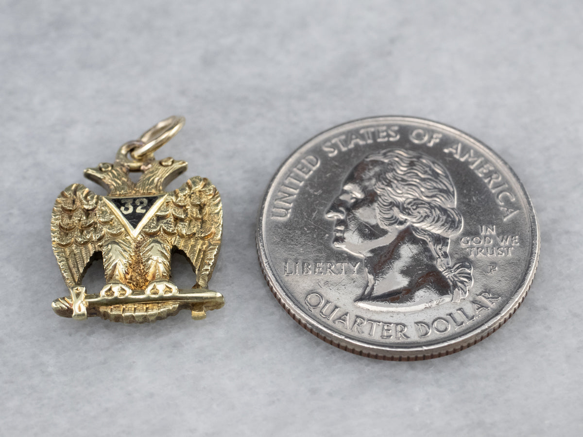Masonic Enamel Eagle Gold Pendant