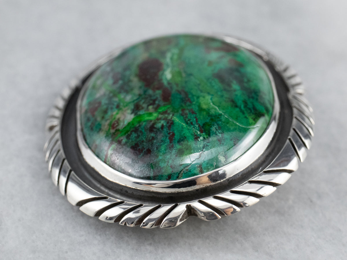 Chrysocolla Sterling Silver Brooch Pendant