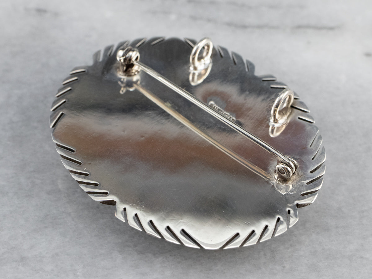 Chrysocolla Sterling Silver Brooch Pendant