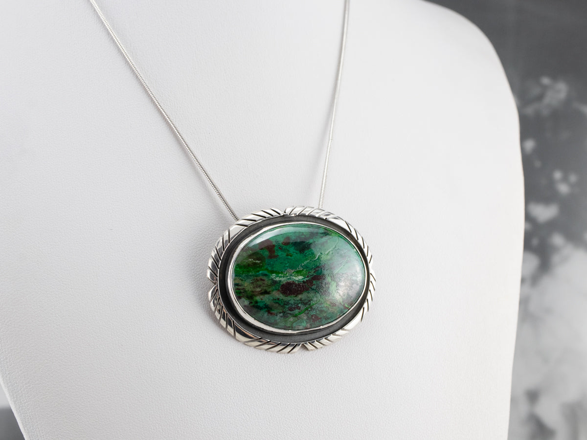 Chrysocolla Sterling Silver Brooch Pendant