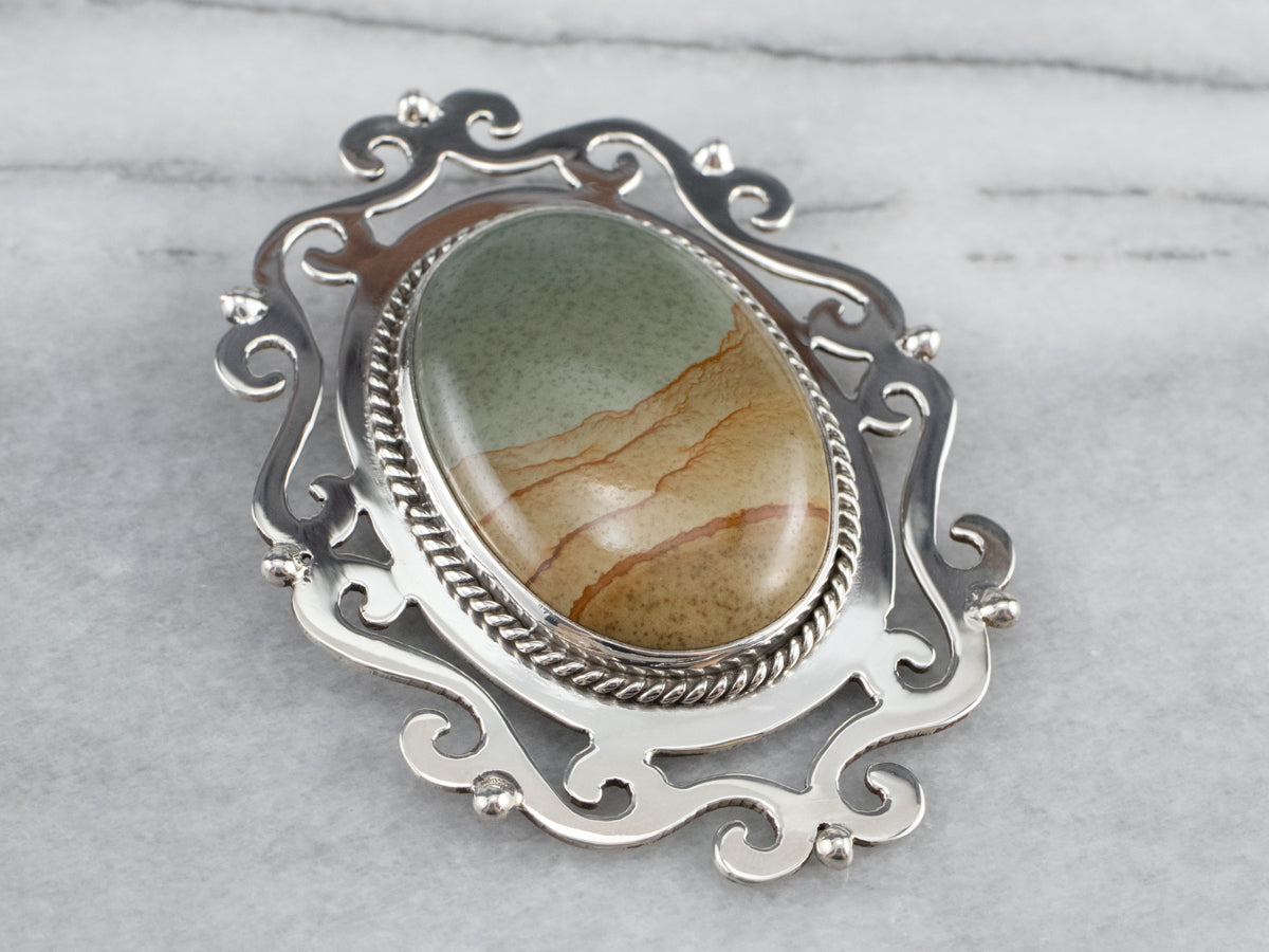 Large Owyhee Picture Jasper Brooch Pendant