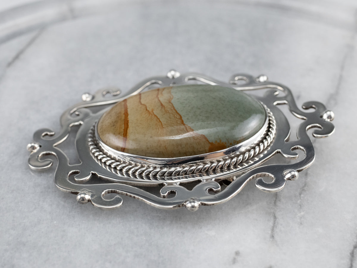 Large Owyhee Picture Jasper Brooch Pendant