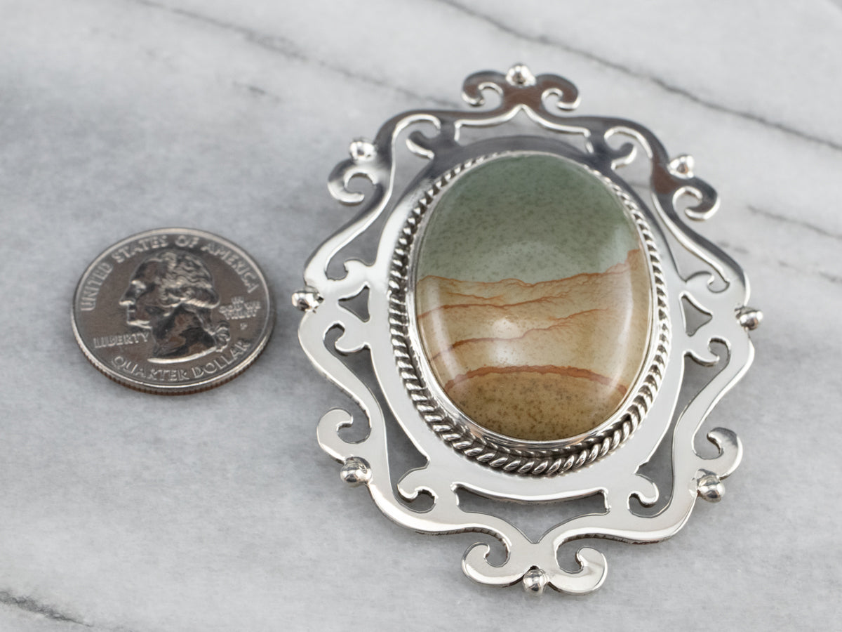 Large Owyhee Picture Jasper Brooch Pendant