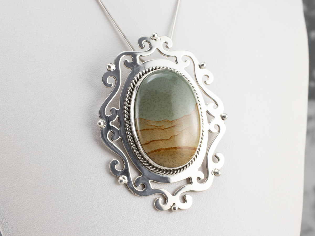 Large Owyhee Picture Jasper Brooch Pendant