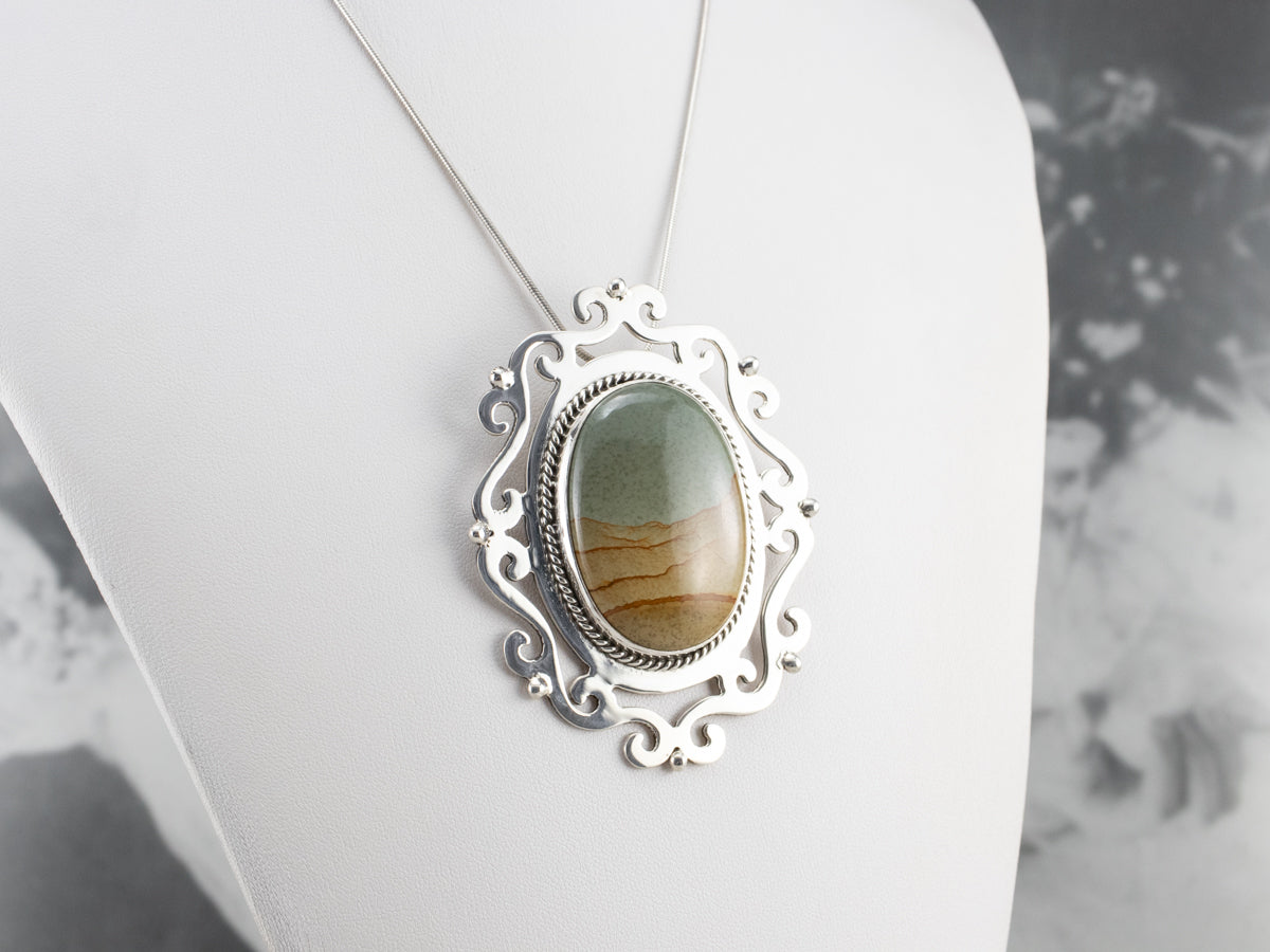 Large Owyhee Picture Jasper Brooch Pendant