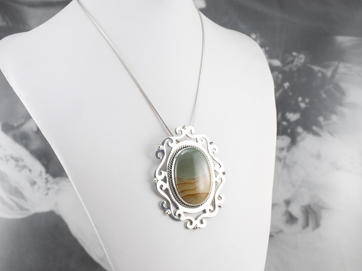 Large Owyhee Picture Jasper Brooch Pendant