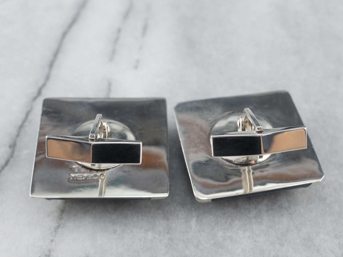 Blue Glass Sterling Silver Cufflinks