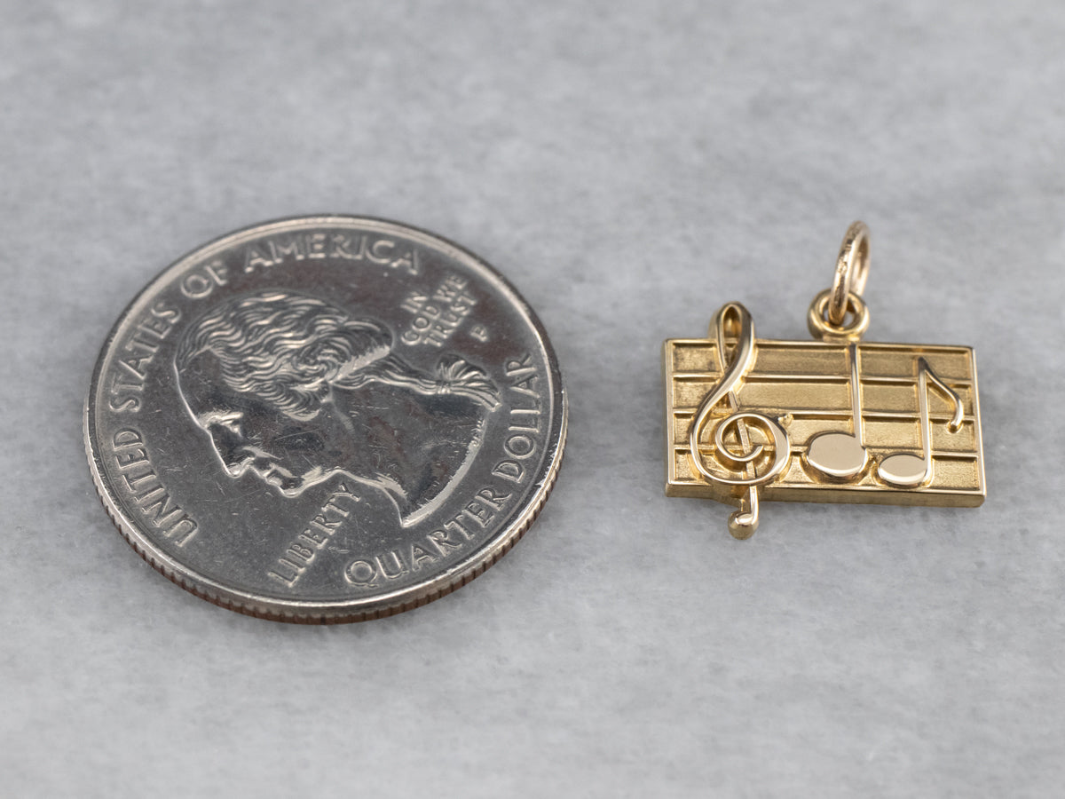 Gold Music Note Charm Pendant