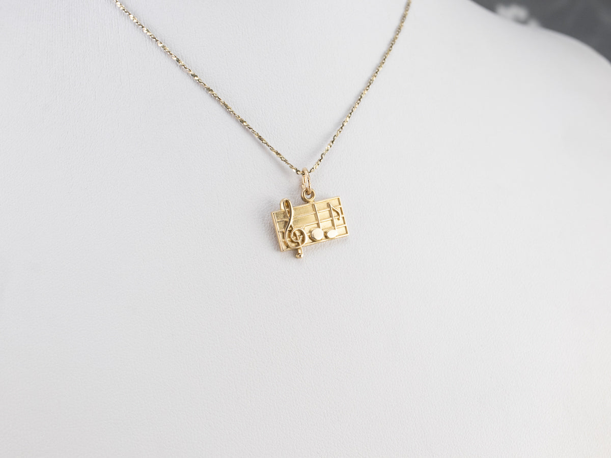 Gold Music Note Charm Pendant