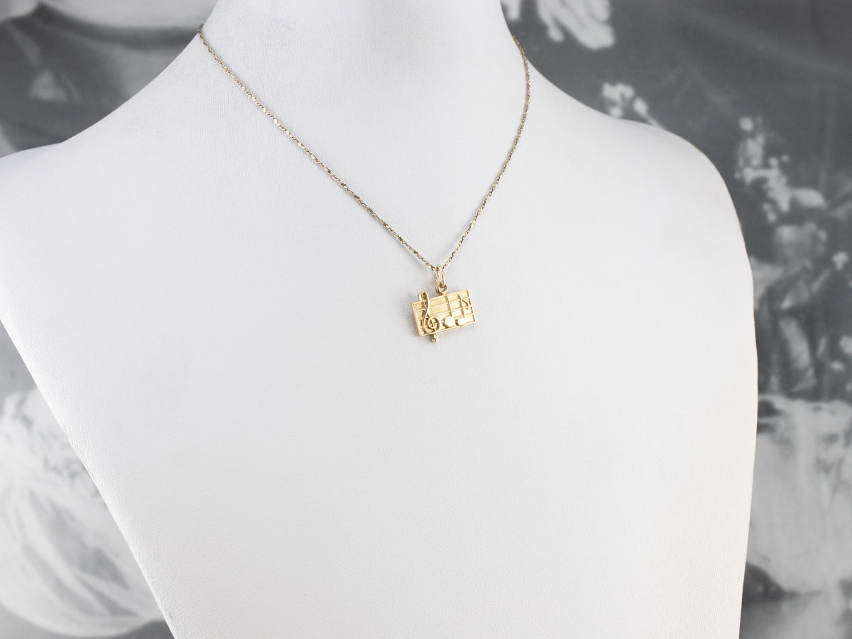 Gold Music Note Charm Pendant