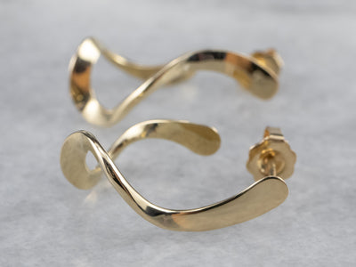 Modernist Gold Twisted Drop Earrings